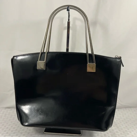 Céline Vintage Structured Tote w/Sculptural Metal Handles, Rare Collector Piece - Picture 2 of 13